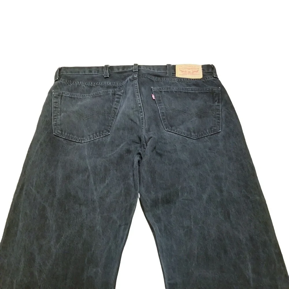 Levi's 501 Jeans Men's Size 38x30 Black Faded Marbled Denim Button Fly (37x29)